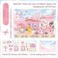Set di adesivi in PET a tema fiori di ciliegio rosa e carta sfondo per scrapbooking - Primavera di Ciliegi Colorati