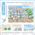 Aquarel sticker set met 2 PET vellen en 1 achtergrondkaart voor DIY scrapbooking - Heldere Maan Warme Thee