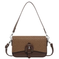 Sac bandoulière marron avec texture tissée, garniture en similicuir et bretelles amovibles - Marron