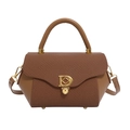 Bolso vintage marrón con hebilla en D dorada y correa de hombro ajustable - Marrón