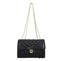 Quilted black crossbody bag with golden bunny ears twist lock and chain strap - Black
