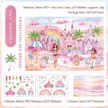 Roze dromerige PET-stickers en landschapskaartset met kustkasteel- en regenboogontwerpen - Zeebries Projectie