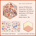 Kit adesivi miniature di Capodanno con scena 3D del supermercato e decalcomanie PET - Lista della Spesa di Capodanno