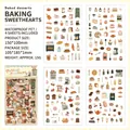 Waterproof PET baking and dessert themed planner stickers, 4 sheets of cute kitchen motifs - Baked Desserts