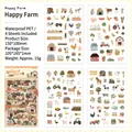 Farm theme PET decorative stickers set with barns and animals in four sheets - Happy Farm