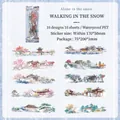 Waterproof PET stickers featuring 10 traditional Chinese landscape and snow architecture designs - Alone in the Snow