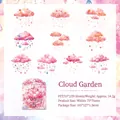 Adesivi PET Nuvola Rosa con fiori di ciliegio acquerello e ciondoli in cristallo - Giardino di Nuvole