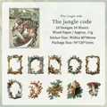 Set d'autocollants vintage Jungle Whisper avec cadres et motifs botaniques - Lot de 10 feuilles / Secrets de la Jungle