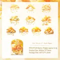 Set di adesivi PET nuvole arancioni pastello con stelle e fiocchi per il journaling - Caramelle alle Nuvole Morbide
