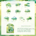Adesivi PET Nuvole Verdi Risveglio di Primavera, 20 decalcomanie impermeabili per diari - Nuvola del Risveglio di Primavera