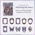 Set de stickers vintage papillon et cadres violets pour décoration DIY scrapbooking - Lot de 10 feuilles / Papillon dansant