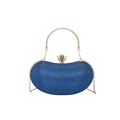 Blue glitter evening clutch bag with gold handle, sparkling stones and chain strap - Blue