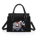 Sac cabas noir brodé avec motif éléphant coloré, perles et bandoulière amovible - Noir