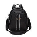 Mini sac à dos noir en similicuir PU avec motifs gaufrés et détails de chaînes argentées - Noir (2009)
