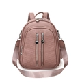 Chic lotus pink PU leather backpack with embossed checkerboard pattern and silver zippers - Taro Purple (2009)
