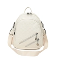 Chic beige soft leather backpack with litchi texture and adjustable woven straps - White (5009)