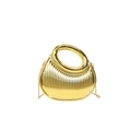 Chic gold crescent acrylic evening clutch with vertical texture and chain strap - Gold