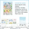 Set adesivi Moonbridge Garden con 2 fogli in PET e 1 cartolina scenario per scrapbooking - Giardino del Ponte della Luna