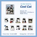 20er Set süße schwarz-weiße Cartoon Katzenaufkleber aus PET für Scrapbooking und Deko - Coole Babykatze