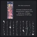 20pcs ocean whale PET stickers with silver foil border for journals, 175x30mm long strips - Whale Theme / Pack of 20 / Whispering Whale