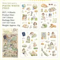 White Poetry PET Aufkleber Set mit 4 Bögen Vintage Mädchen und Tieren für DIY Bastelarbeiten - Weiße Poesie