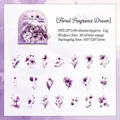 Adesivi floreali viola in PET impermeabile per scrapbooking con 40 fiori acquerello - Sogno di Profumo Floreale