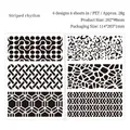 6-pack of PET stencil templates with geometric patterns and natural textures for painting - Striped Rhythm