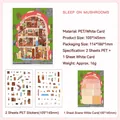 3D PET Dreamy Mushroom House scenery sticker set with 2 PET sheets and 1 white card base - Dream in a Fungal Nook