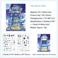 3D Galaxy Anchor PET stickers set with scenario card in purple cyberpunk space theme - Galactic Anchorage
