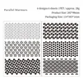 Set of 6 PET geometric stencils for painting 202x98mm dot and flower patterns - Parallel Whisper