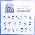 Adesivi in PET impermeabili Piccola Pioggia Freesia fiori blu acquerello 40 pezzi - Freesia sotto la Pioggia Leggera
