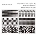 Set of 6 PET DIY stencils featuring 202x98mm geometric and floral patterns for journals - Striped Light