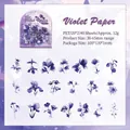 Violet floral PET waterproof stickers set for scrapbooking 40 pieces per pack - Violet Paper / 40 Pieces/Pack