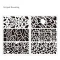 6-piece PET striped roaming stencils set with floral and geometric patterns, 202x98mm size - Striped Roaming