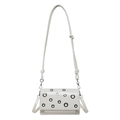 Bolso bandolera blanco minimalista con ojales metálicos y correa de cuero fina - Blanco