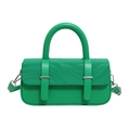 Bright green handbag with wavy texture flap and silver metal hardware accents - Green