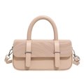 Chic beige handbag with wave pattern flap, silver hardware and detachable strap - Khaki