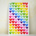 Set di adesivi colorati a forma di cuore con tonalità vivaci e layout organizzato dei fogli - Serie Cuore