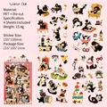 Adesivi gatto nero Walnut Ball in PET per scrapbooking fai-da-te e decoro cover telefono - Ballo delle Noci