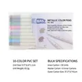 10-color metallic paint pen set for drawing on dark paper with 1mm fine nib - STA Multicolor Set