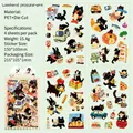 Set di 4 fogli di adesivi gatto a tema spesa in PET fustellato per scrapbooking - Shopping del Fine Settimana