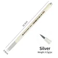 Silver metallic soft brush pen with 16.3cm white barrel for DIY painting and calligraphy - Silver
