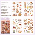 Waterproof food theme PET stickers for journaling, set of 4 watercolor hand-drawn style sheets - Foodie Comfort