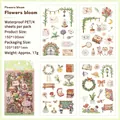 Flowers Bloom floral scrapbooking stickers set with 4 sheets of waterproof PET decals - Blossom Tales
