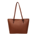 Vintage brown leather tote bag with large capacity and shoulder straps for daily commute - Brown