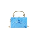 Blauwe marmeren acryl clutch tas met gouden handvat en kettingriem voor avondkleding - Blauw