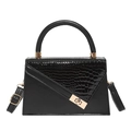 Retro zwarte crossbodytas met een mix van krokodillenpatroon en glad kunstleer - Zwart