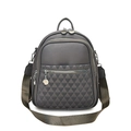 Zaino in pelle grigio scuro con motivo geometrico a triangoli e cerniere multiple - Grigio (3009)