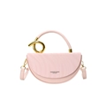Borsa a mano a mezzaluna rosa in ecopelle con anelli dorati e tracolla rimovibile - Rosa