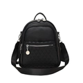 Zaino nero versatile con goffratura geometrica in pelle martellata e zip argentate - Nero (3009)